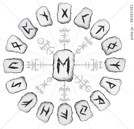 Viking runes white circle stones setのイラスト素材 [98385481] - PIXTA
