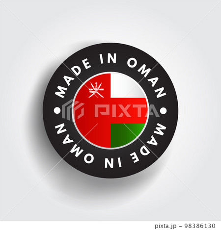Made in Oman text emblem stamp, concept background 98386130