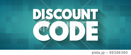 Discount Code - personalized or publicly-released code offered to customers as a purchasing incentive that reduces the price of an order, text concept background 98386360