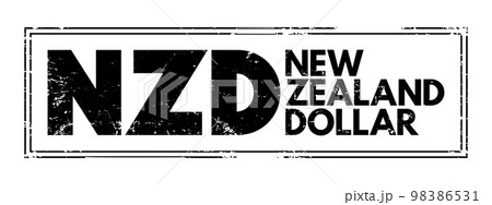 NZD - New Zealand Dollar acronym text stamp, concept background 98386531