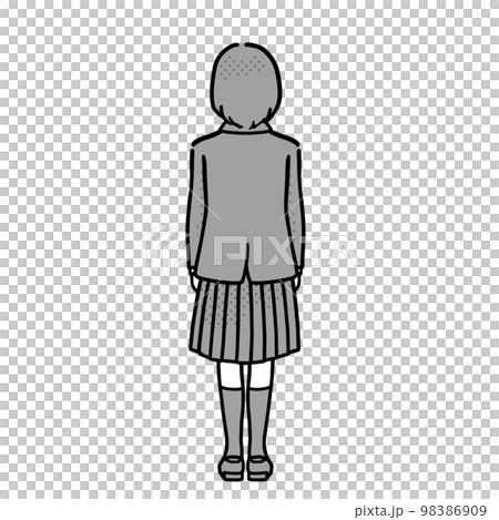 Back view of female student in uniform Gray 98386909