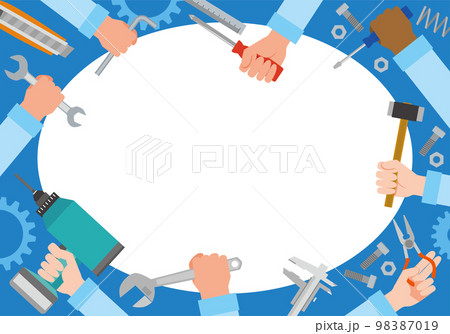 工具を持つ作業員のフレームイラスト 98387019