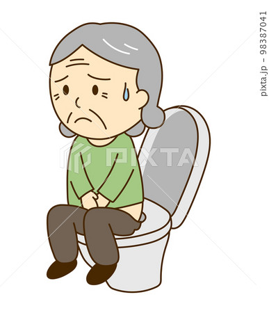 トイレで不安そうなおばあさん 98387041