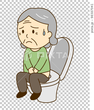 トイレで不安そうなおばあさん 98387041