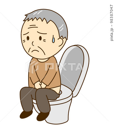 トイレで不安そうなおじいさん 98387047
