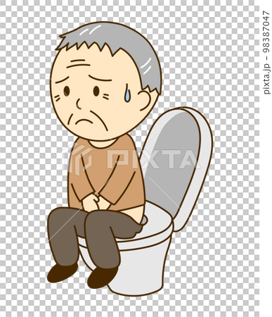 トイレで不安そうなおじいさん 98387047