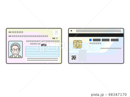 高齢の男性のマイナンバーカードのイラスト（両面） 98387170