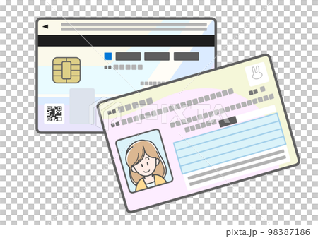 年輕女性的 My Number 卡插圖（雙面） 98387186