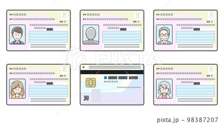 様々な人のマイナンバーカードのイラストセット 98387207