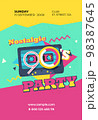 Party time The 90s style label. Vector illustration retro background 98387645