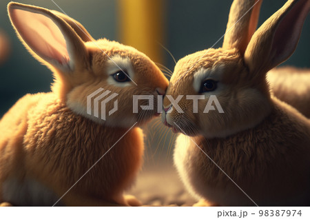 Two cute bunnies kissingのイラスト素材 [98387974] - PIXTA