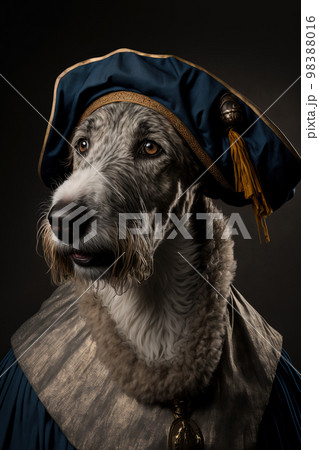 Irish wolfhound in historical costume Irish wolfhound in historical costume 98388016