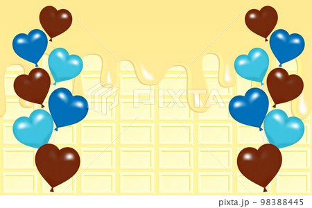 ホワイトデーのイラスト　板チョコとハートの風船　ホワイトチョコ 98388445