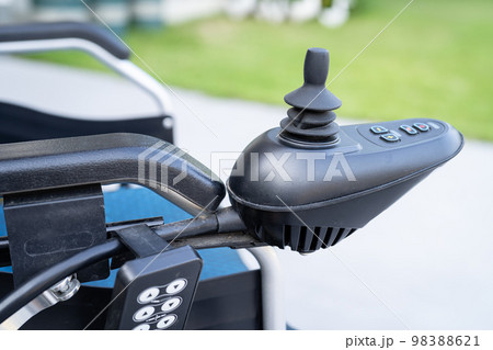 Electric wheelchair for old elder patient cannot walk or people with disability people use in home or hospital, healthy strong medical concept. 98388621