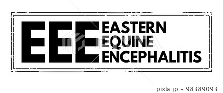 EEE Eastern Equine Encephalitis - rare disease that is caused by a virus spread by infected mosquitoes, acronym text concept stamp 98389093