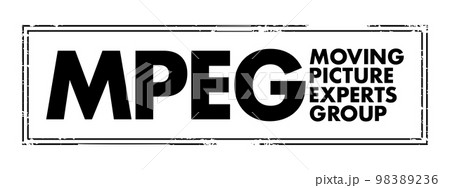 MPEG - Moving Picture Experts Group acronym text stamp, technology concept background 98389236