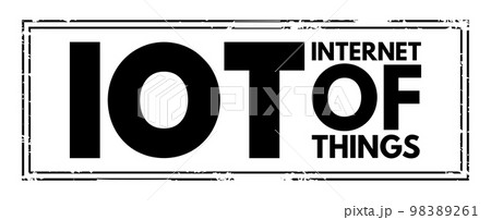 IOT Internet Of Things - physical objects that are embedded with sensors, software, and other technologies that connect and exchange data with other devices over the Internet, acronym text stamp 98389261