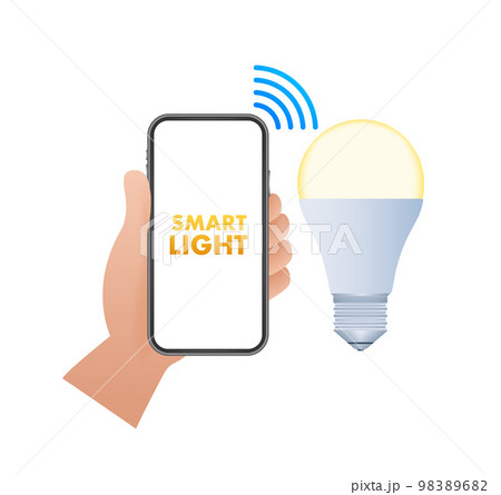 Light bulb. Smart light icon. Wireless communication technology. Vector stock illustration. 98389682