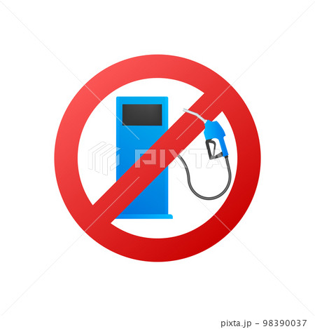 No fuel station. Diesel and gasoline. No gas pump sign, label. Vector stock illustration 98390037