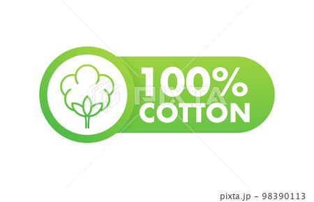 100 cotton label. Natural fiber sign. Vector stock illustration. 98390113