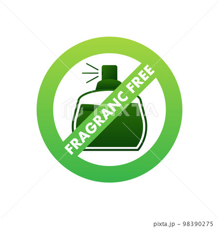 Fragrance free sign, label. No Perfume Cosmetic. Vector stock illustration 98390275