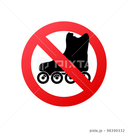 No roller skates sign, label. Warning icon. Vector stock illustration 98390332