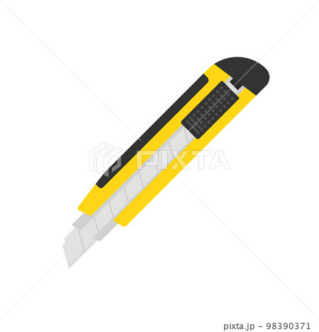 Stationery knife. Hand tools sign, label. Vector stock illustration 98390371