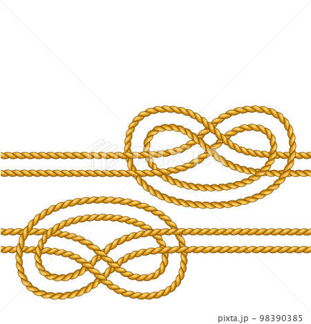 Seamless pattern with jute rope knots. Nautical, fishing and decorative nodes. 98390385