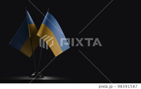 Small national flags of the Ukraine on a black background Small national flags of the Ukraine on a black background 98391587