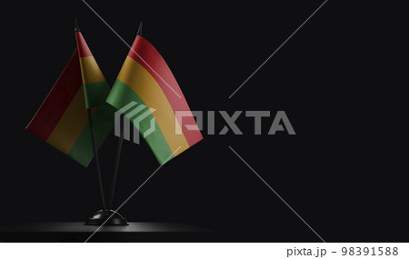 Small national flags of the Bolivia on a black background Small national flags of the Bolivia on a black background 98391588