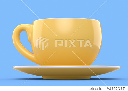 Ceramic coffee cup for cappuccino, americano, espresso, mocha, latte on blue 98392337