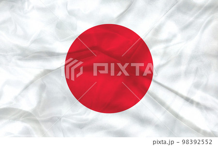Japan flag with fabric texture. illustration. 98392552