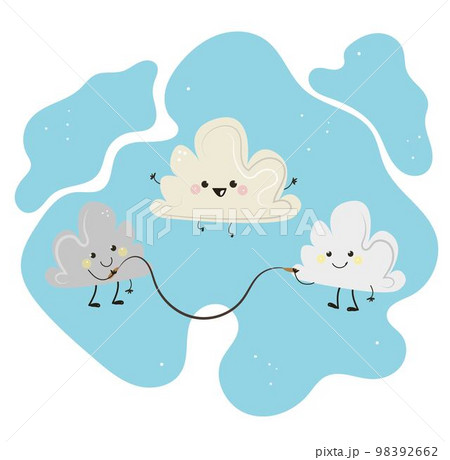 cloud mascot cartoon is playing skipping rope , character design 98392662