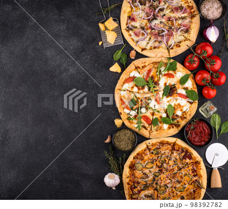 Assortment of various types of Italian pizza Assortment of various types of Italian pizza 98392782