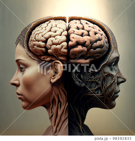 Two sides of the mind AI generative	 Two sides of the mind AI generative	 98392835
