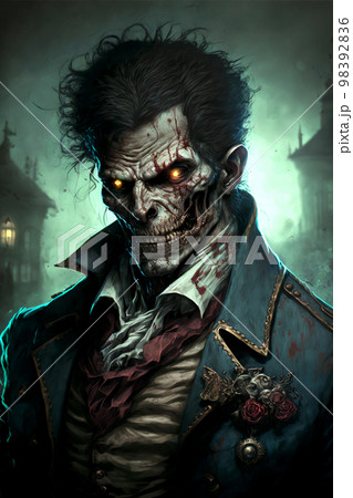 Vampire in Victorian clothing AI generative	 Vampire in Victorian clothing AI generative	 98392836