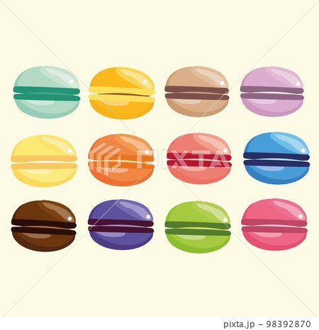 a set of delicious sweet macaroons of different colors and flavors 98392870