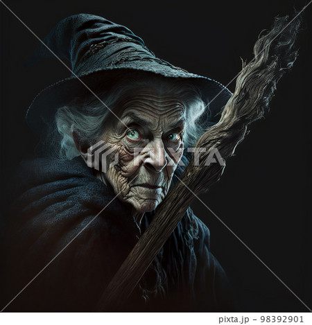 Witch with a staff AI Generative	 98392901