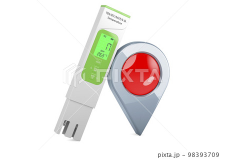 TDS meter with map pointer. 3D rendering 98393709