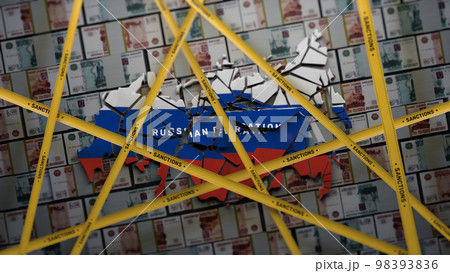 Concept of finance world sanctions against Russia Concept of finance world sanctions against Russia 98393836