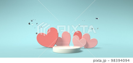 Hearts with a podium - Appreciation and love theme - 3D Hearts with a podium - Appreciation and love theme - 3D 98394094