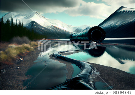 Oil leak in pipline. An environmental disaster. 98394345