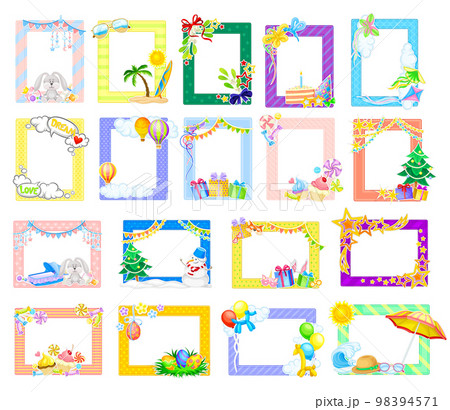 Photo Frame or Picture Frame with Decorated Border Big Vector Set 98394571