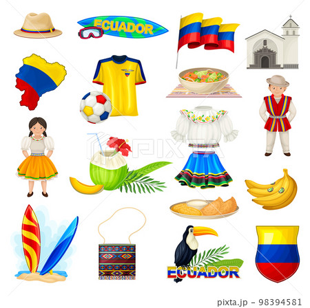 Ecuador Objects and National Symbols Big Vector Set 98394581