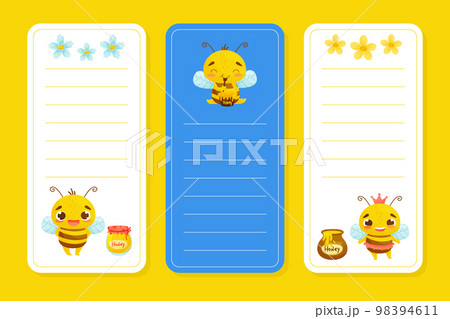 Cute Honey Bee Design with Busy Insect and Natural Sweet Food Vector Template 98394611