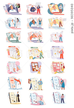 Online medical services mobile application, consultation and prescription medicine, diagnostics metaphor, e-health Online medical services mobile application, consultation and prescription medicine, diagnostics metaphor, e-health 98395040