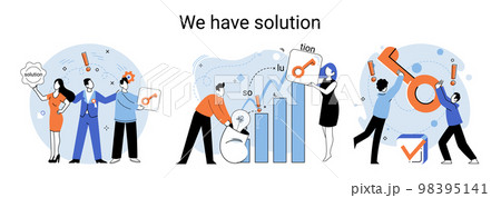 Solution as result of work of business team. Cooperation construction by agency group to create team 98395141