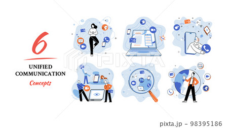Unified communication metaphor. Social media creative idea. Online social network. Business interaction app 98395186