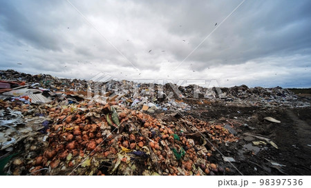 Garbage landfill near a big city. Garbage landfill near a big city. 98397536