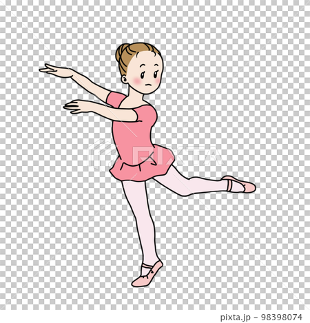ピンクのレオタードでバレエの練習をする女の子 ピンクのレオタードでバレエの練習をする女の子 98398074